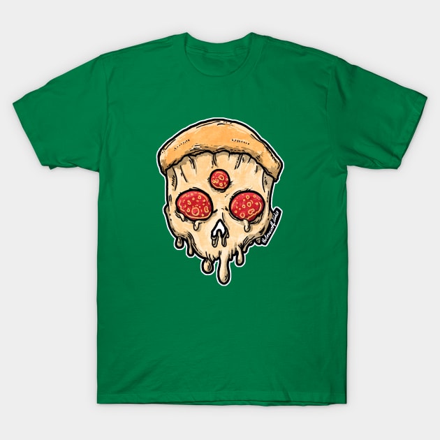 Pizza Skull T-Shirt by TheLoneWolfStudio